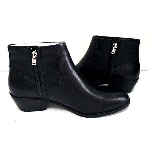 Coach Dannie Saddle Black Block Heel Western Style Leather Ankle Boots S… - Picture 4 of 11